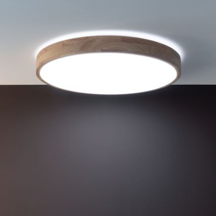 Brilliant - dimbare LED-plafondlamp SLIMLINE LED/60W/230V 3000-6500K Ø 45 cm rubberhout + afstandsbediening