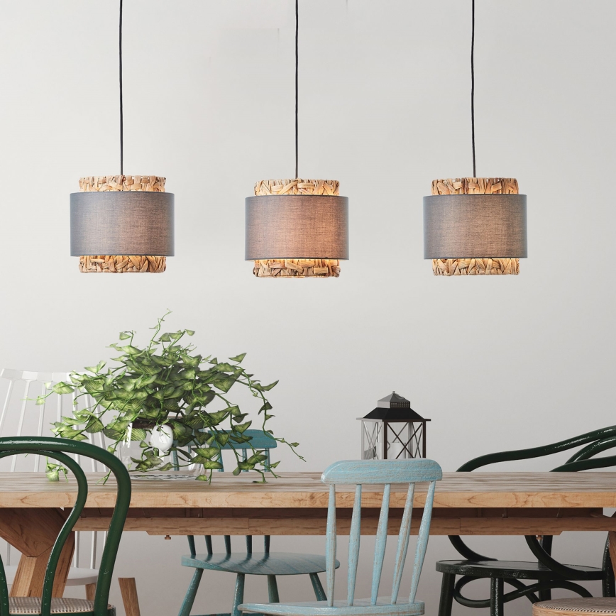 Brilliant - Hanglamp aan een koord WATERLILLY 3xE27/60W/230V grijs