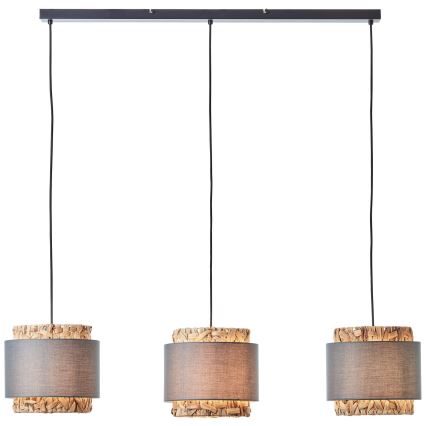 Brilliant - Hanglamp aan een koord WATERLILLY 3xE27/60W/230V grijs