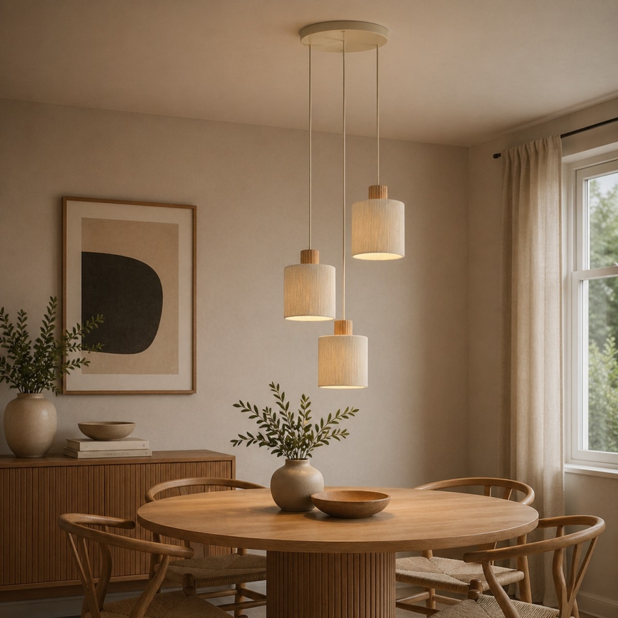 Brilliant - Hanglamp aan kabel ARLO 3xE27/20W/230V Ø 40 cm crème
