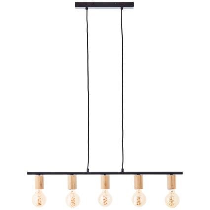 Brilliant - Hanglamp aan kabel KERRY 5xE27/40W/230V zwart/bamboe