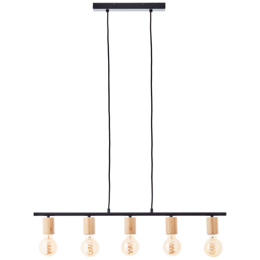 Brilliant - Hanglamp aan kabel KERRY 5xE27/40W/230V zwart/bamboe