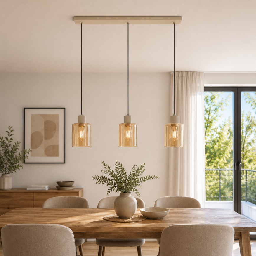 Brilliant - Hanglamp aan kabel LYSKA 3xE27/20W/230V crème/rookbeige