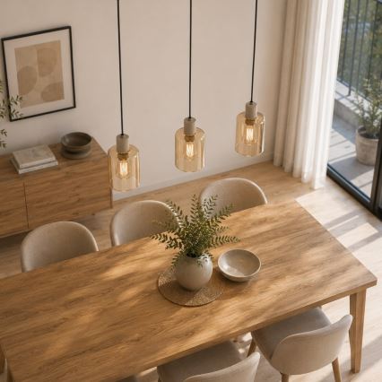 Brilliant - Hanglamp aan kabel LYSKA 3xE27/20W/230V crème/rookbeige