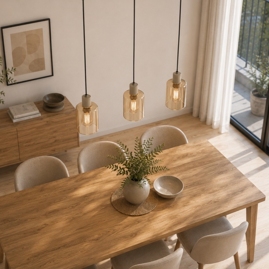 Brilliant - Hanglamp aan kabel LYSKA 3xE27/20W/230V crème/rookbeige