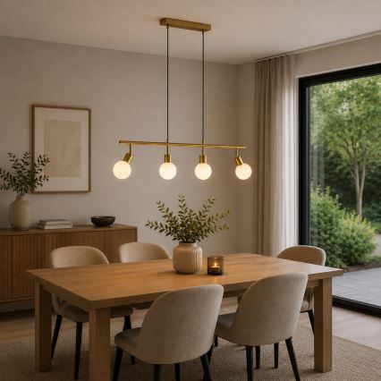 Brilliant - Hanglamp met kabel JORGE 4xG9/10W/230V messing