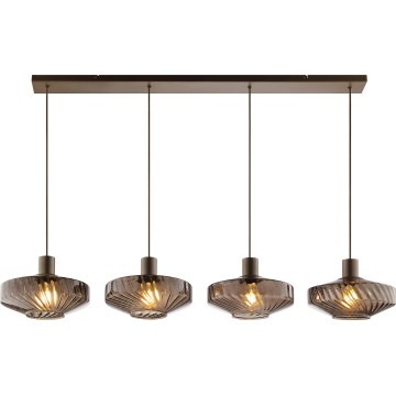 Brilliant - Hanglamp met kabel LYN 4xE27/20W/230V, bruin/rookbruin