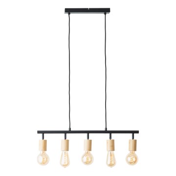 Brilliant - Hanglamp met kabel TIFFANY 5xE27/28W/230V zwart/bamboe