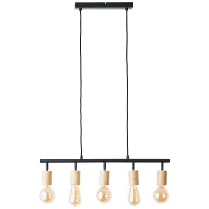 Brilliant - Hanglamp met kabel TIFFANY 5xE27/28W/230V zwart/bamboe