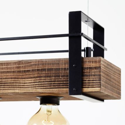 Brilliant - Kroonluchter aan kabel BANKWOOD 5xE27/28W/230V populierenhout