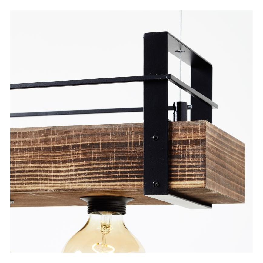 Brilliant - Kroonluchter aan kabel BANKWOOD 5xE27/28W/230V populierenhout