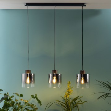 Brilliant - Kroonluchter aan kabel BETH 3xE27/60W/230V zwart/gerookt glas