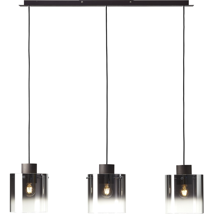 Brilliant - Kroonluchter aan kabel BETH 3xE27/60W/230V zwart/gerookt glas