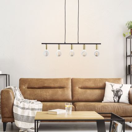 Brilliant - Kroonluchter aan kabel KERRY 5xE27/40W/230V zwart/messing