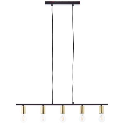 Brilliant - Kroonluchter aan kabel KERRY 5xE27/40W/230V zwart/messing