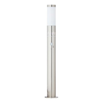 Brilliant - LED Buitenlamp met een sensor LEIGH LED/0,9W/230V + 1xE27/11W 80 cm IP44 glanzend chroom