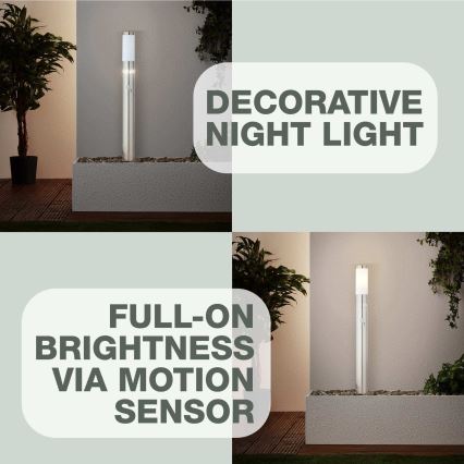 Brilliant - LED Buitenlamp met een sensor LEIGH LED/0,9W/230V + 1xE27/11W 80 cm IP44 glanzend chroom