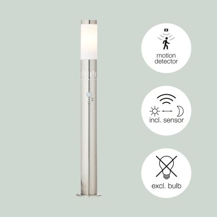 Brilliant - LED Buitenlamp met een sensor LEIGH LED/0,9W/230V + 1xE27/11W 80 cm IP44 glanzend chroom