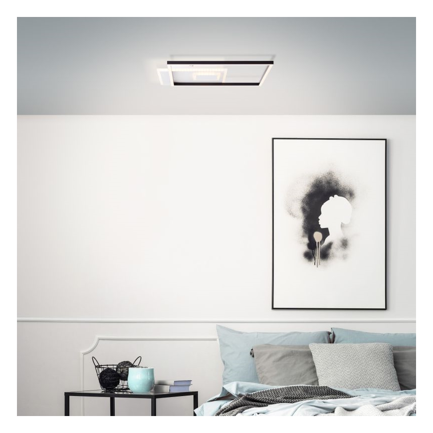 Brilliant - Dimbare LED Plafondlamp IORGO LED/40W/230V 3000K 43,5x43,5 cm wit/zwart