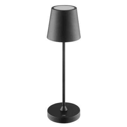 Brilliant - ELORA LED oplaadbare dimbare tafellamp voor buiten met aanraakbediening, 2,5W/5V, 2700K, 2600 mAh, IP44, zwart