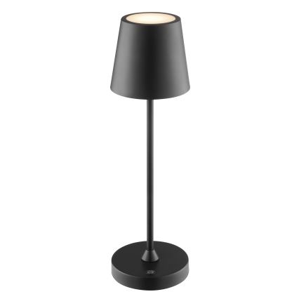 Brilliant - ELORA LED oplaadbare dimbare tafellamp voor buiten met aanraakbediening, 2,5W/5V, 2700K, 2600 mAh, IP44, zwart