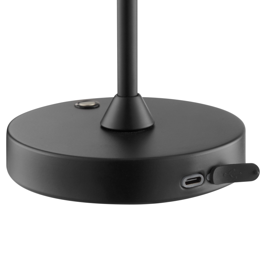 Brilliant - ELORA LED oplaadbare dimbare tafellamp voor buiten met aanraakbediening, 2,5W/5V, 2700K, 2600 mAh, IP44, zwart