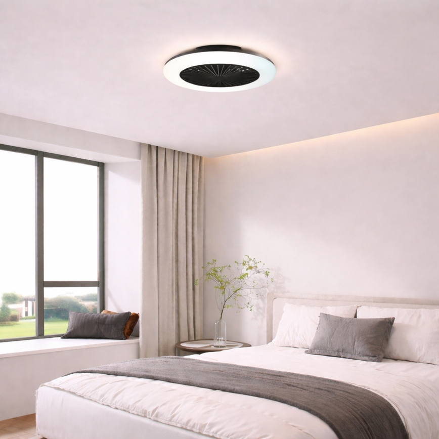 Brilliant - dimbare LED-plafondlamp met ventilator MONTERO LED/20W/230V 2700-6500K Ø 42 cm zwart + afstandsbediening