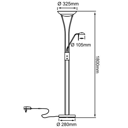 Brilliant - LED-dimbare vloerlamp FINN 2xLED/13W/230V mat chroom