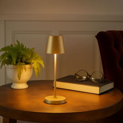Brilliant - ELORA dimbare oplaadbare aanraakbediende buitentafellamp LED/2,5W/5V 2700K 2600 mAh IP44 goud