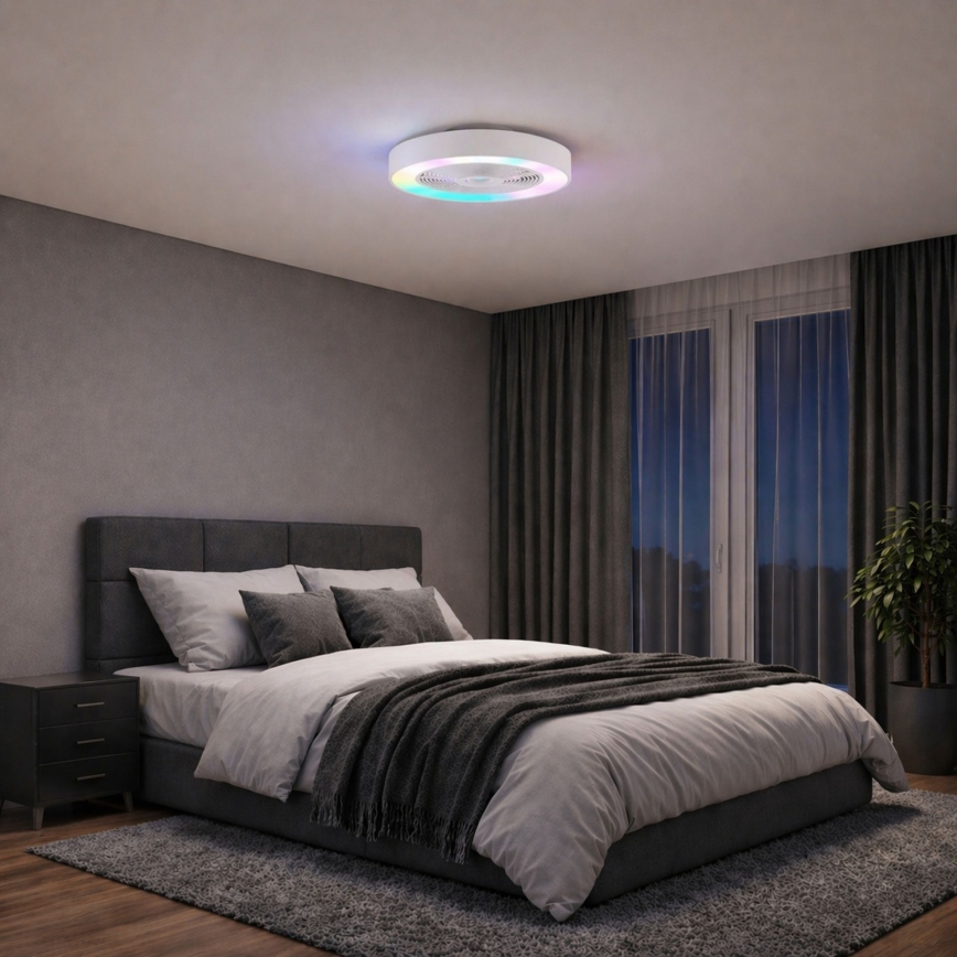 Brilliant - LED RGBW dimbare plafondlamp met ventilator CATANIA LED/37W/230V 2700-6500K Ø 48,6 cm wit + afstandsbediening