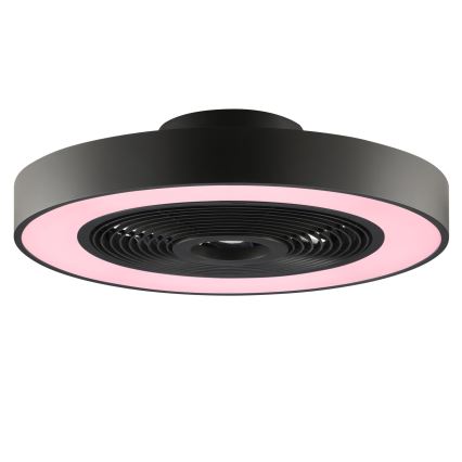 Brilliant - LED RGBW dimbaar plafondlamp met ventilator CATANIA LED/37W/230V 2700-6500K Ø 48,6 cm zwart + afstandsbediening