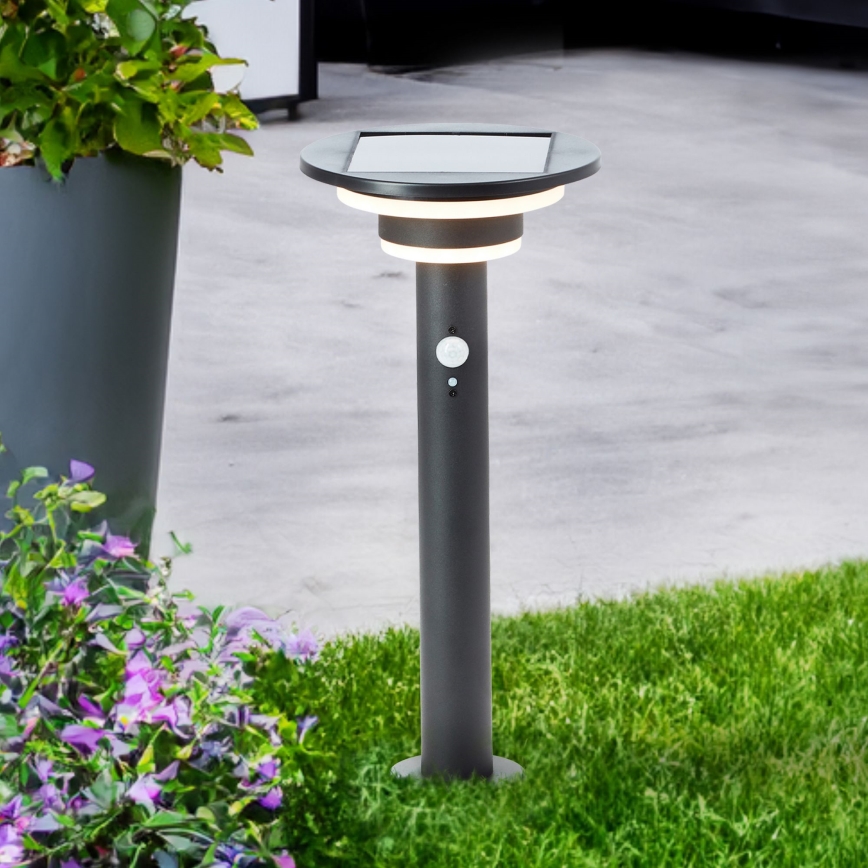 Brilliant - LED Solar lamp met sensor GARVINA LED/3W/3,7V 45 cm IP44 zwart