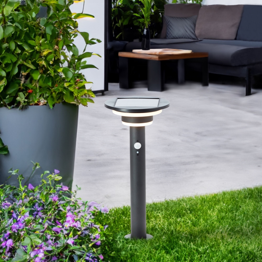Brilliant - LED Solar lamp met sensor GARVINA LED/3W/3,7V 45 cm IP44 zwart
