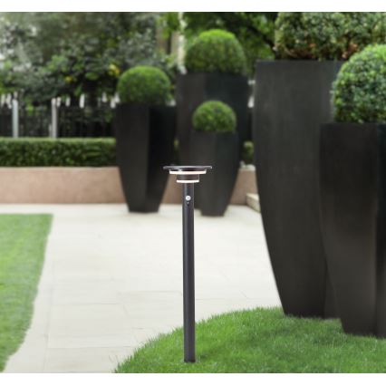 Brilliant - LED Solar lamp met sensor GARVINA LED/3W/3,7V 2000 mAh 85 cm IP44 zwart
