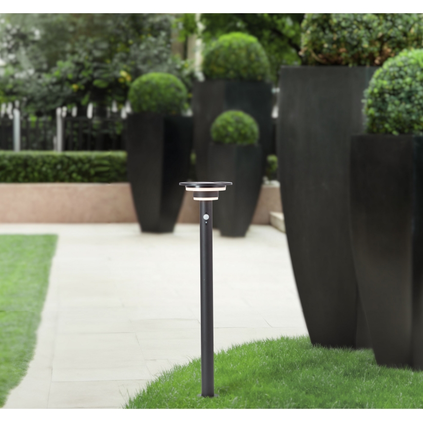 Brilliant - LED Solar lamp met sensor GARVINA LED/3W/3,7V 2000 mAh 85 cm IP44 zwart