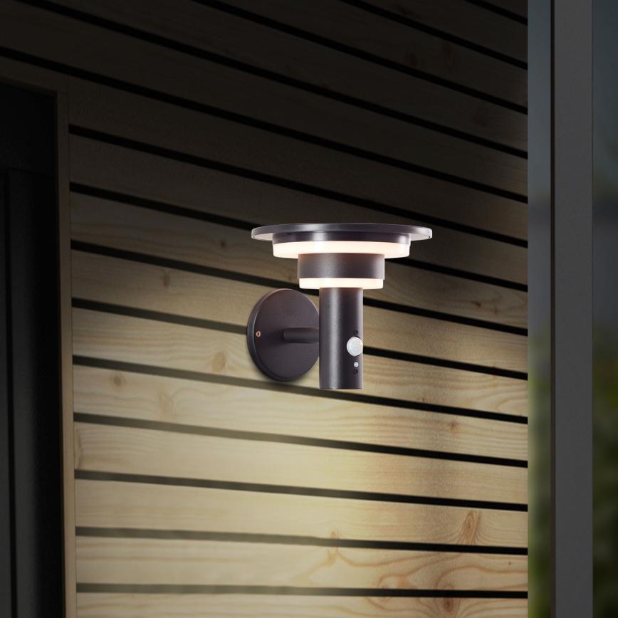Brilliant - LED Solar wandlamp met sensor GARVINA LED/3W/3,7V IP44 zwart