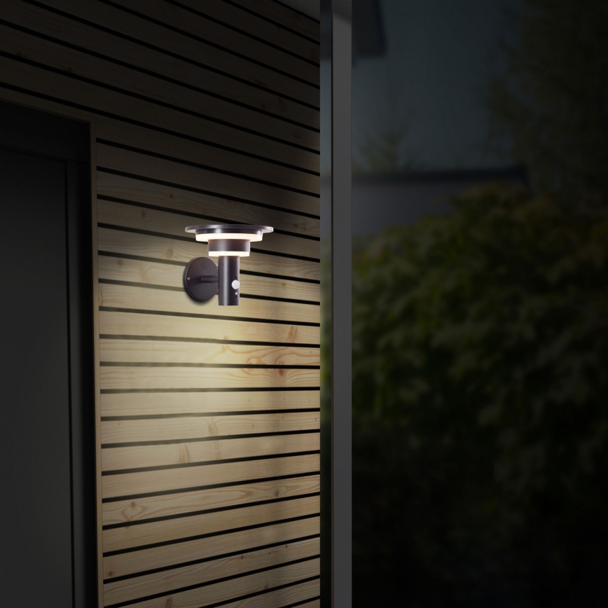 Brilliant - LED Solar wandlamp met sensor GARVINA LED/3W/3,7V IP44 zwart