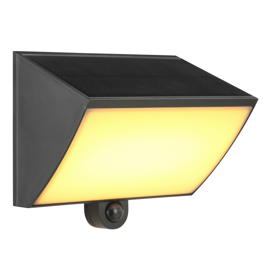 Brilliant - LED-zonne-wandlamp met sensor SIERRA LED/6W/3,7V 2700/4000/6500K 2000 mAh IP54 zwart
