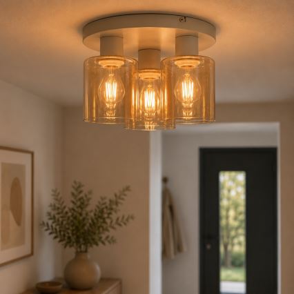Brilliant - Opbouwplafondlamp LYSKA 3xE27/20W/230V Ø 31 cm crème/rookbeige