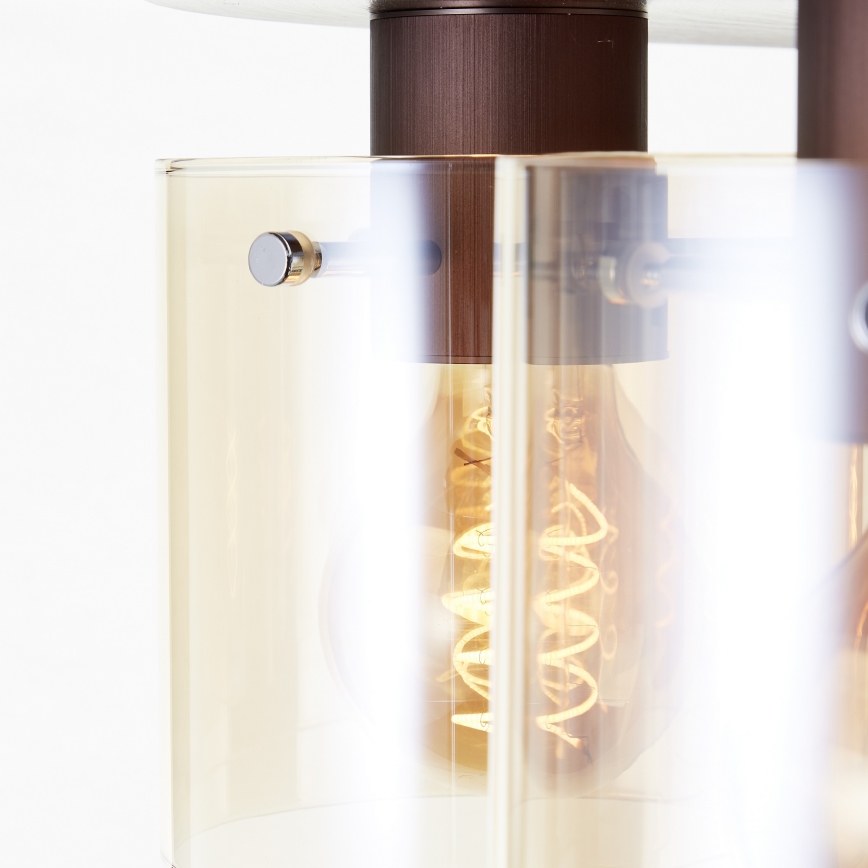 Brilliant - Plafondlamp PETJE 5xE27/40W/230V Ø 52 cm bruin/rookglas