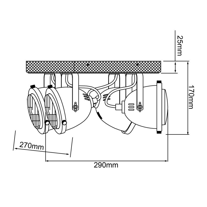 Brilliant - Plafondspot CARMEN WOOD 4xGU10/5W/230V eucalyptus