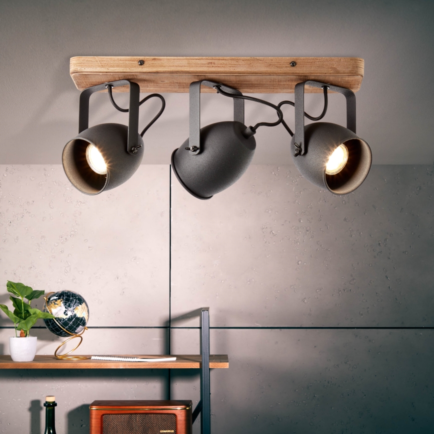 Brilliant - Plafondspot CROWTON 3xGU10/6W/230V grenen