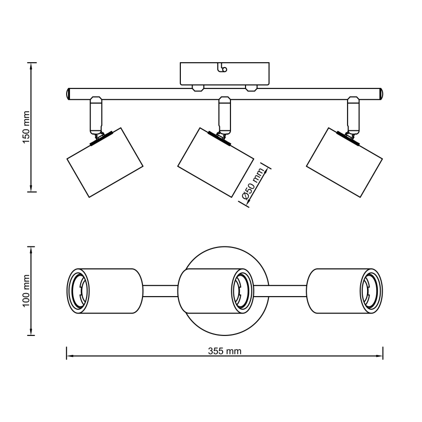 Brilliant - Plafondspot KERRY 3xE27/40W/230V zwart/bamboe