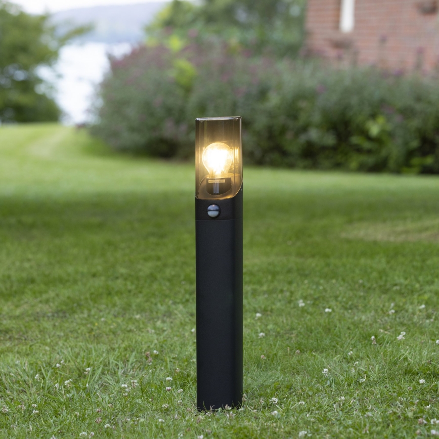 Brilliant - Sensorlamp voor buiten MINOU 1xE27/10W/230V IP44 zwart/gerookt