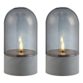 Brilliant - SET 2x LED-kaars ILLUSION LED/2xAA IP44 grijs/rookzwart