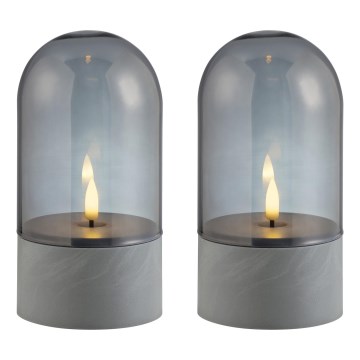 Brilliant - SET 2x LED-kaars ILLUSION LED/2xAA IP44 grijs/rookzwart