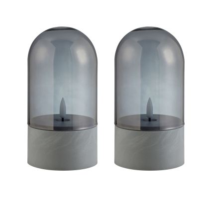 Brilliant - SET 2x LED-kaars ILLUSION LED/2xAA IP44 grijs/rookzwart