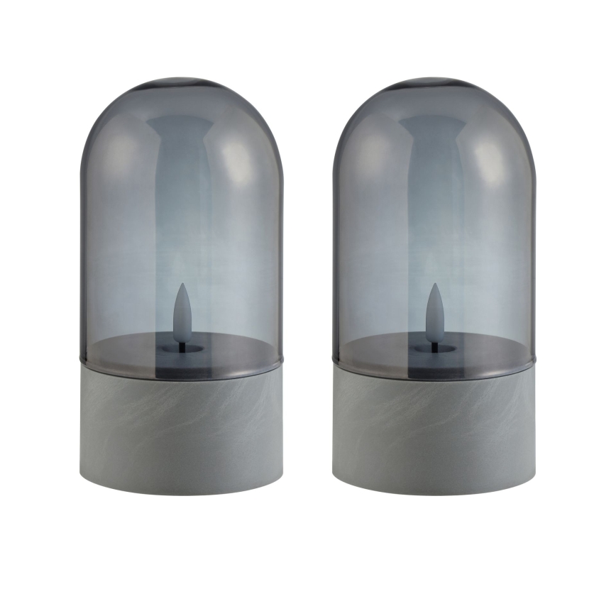 Brilliant - SET 2x LED-kaars ILLUSION LED/2xAA IP44 grijs/rookzwart