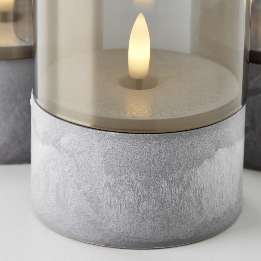 Brilliant - Set van 3 LED-kaarsen BOUGIE LED/2xAA IP44 grijs/rookkleurig