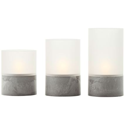 Brilliant - set van 3 LED-kaarsen BOUGIE LED/2xAA IP44 grijs/wit
